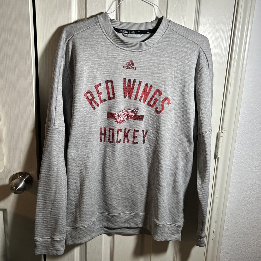 Adidas‎ Red Wing Hockey Long Sleeve Thermal Shirt Mens L Gray